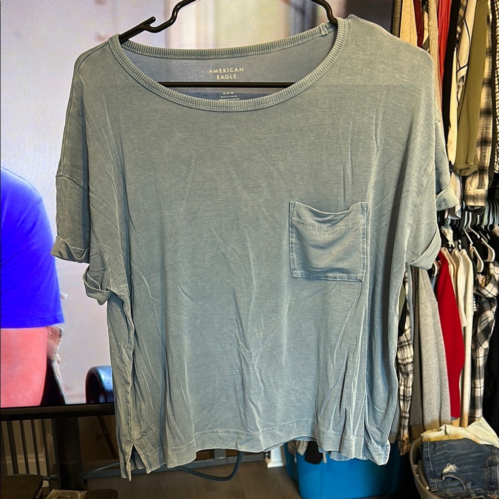 American Eagle Outfitters Women's Blue Casual Top